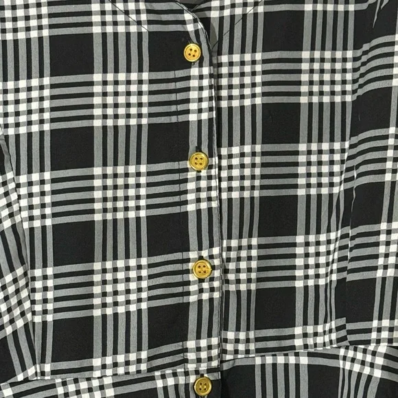 Black and White Plaid Women's Blouse - Picture 4 of 13